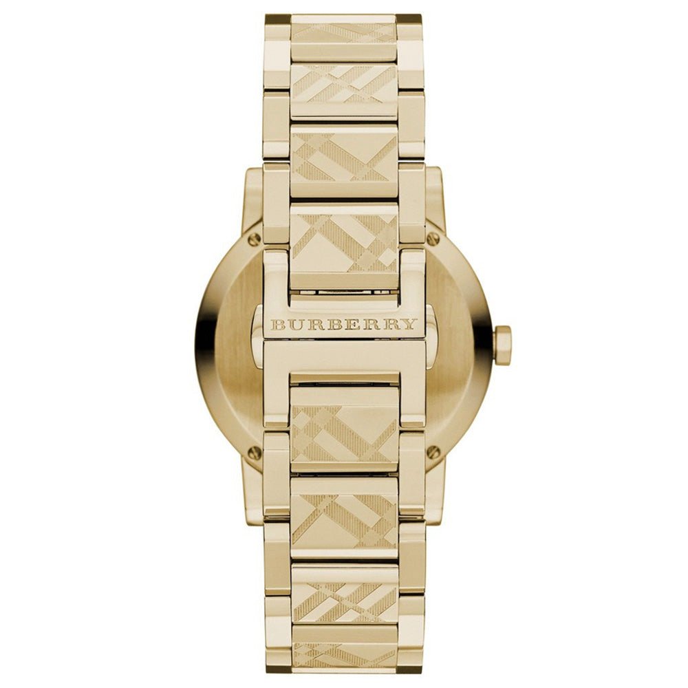 Burberry BU9038 The City Engraved Checked Gold Unisex Watch — view 2