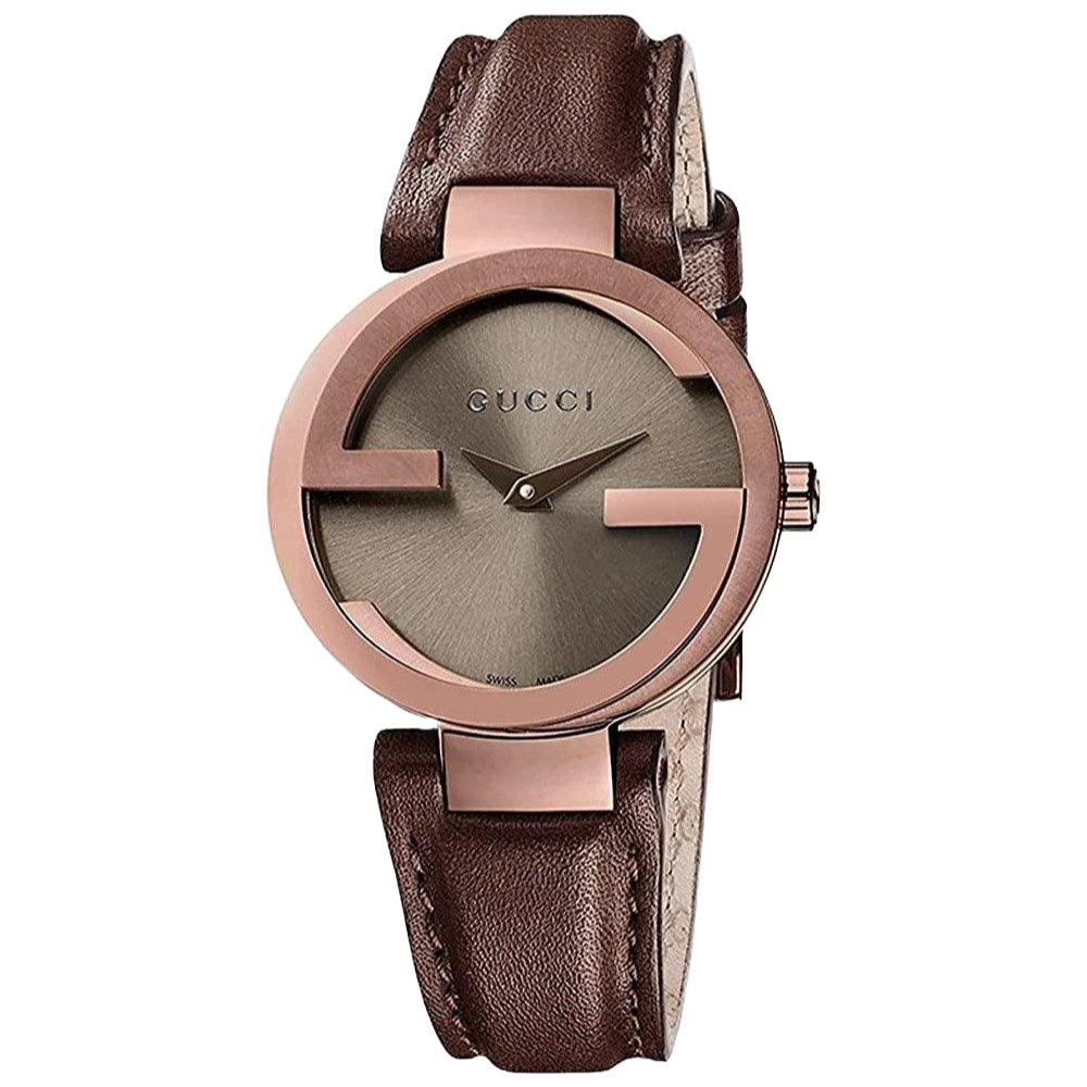 Gucci YA133504 Interlocking Brown Dial Ladies Watch