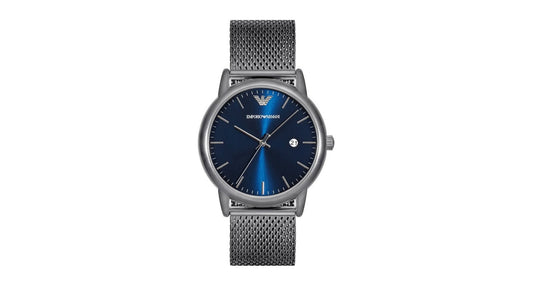 Emporio Armani AR11053 blue dial watch on mesh bracelet