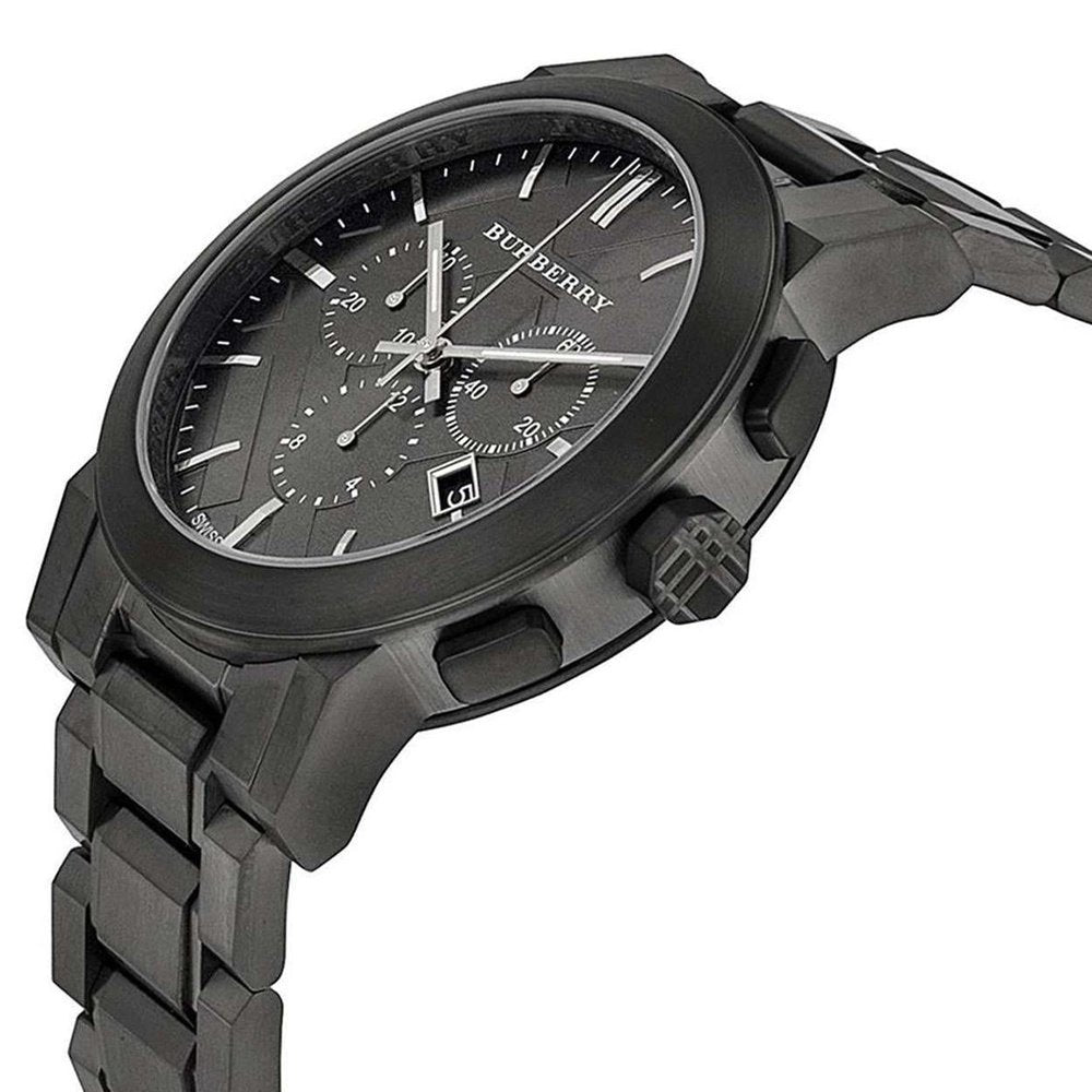 Burberry Men's BU9354 Large Check Gray Ion Plated Stainless Steel Watch — view 2