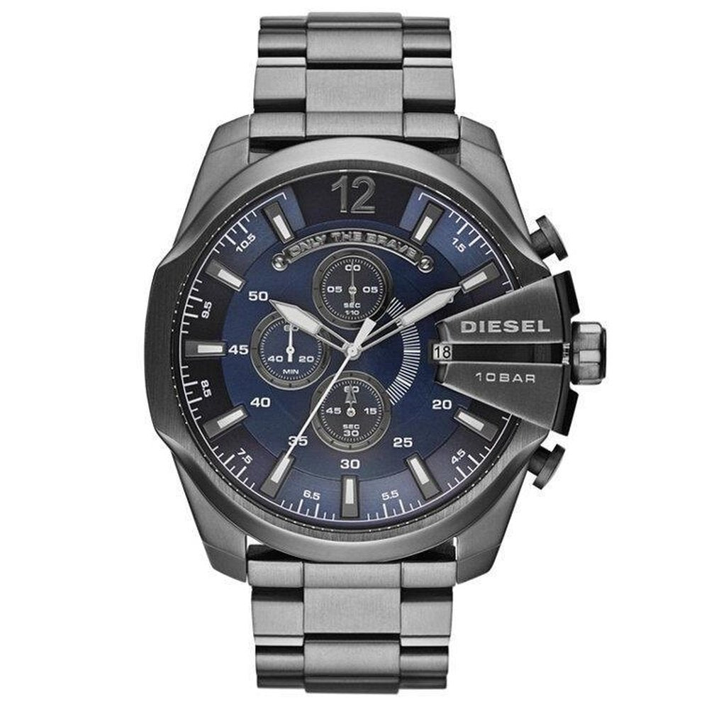 Diesel DZ4329 Mega Chief Chronograph Blue Dial Gunmetal Ion-plated Men's Watch