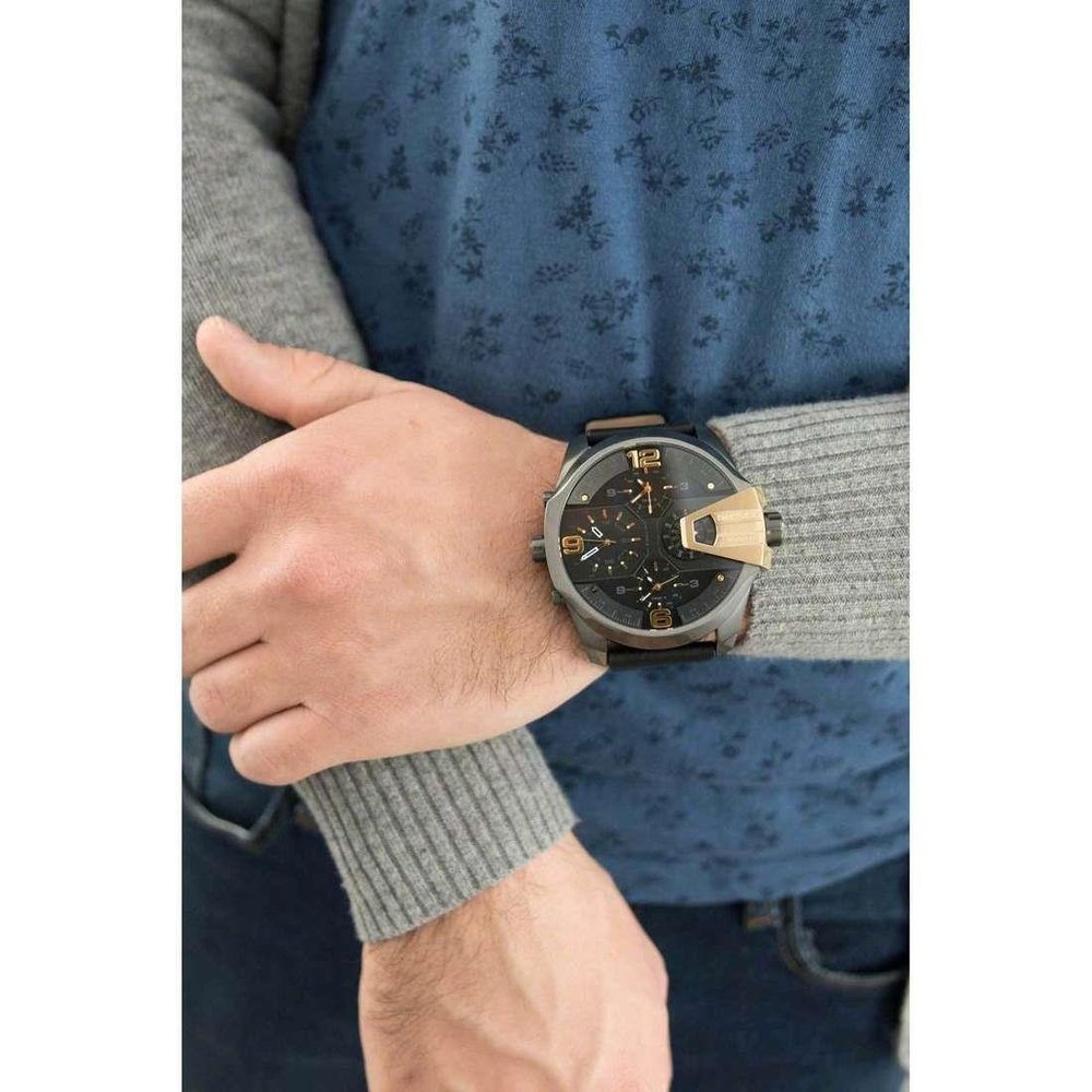 Diesel DZ7377 Uber Chief Black Dial Black Leather Men's Watch — view 3