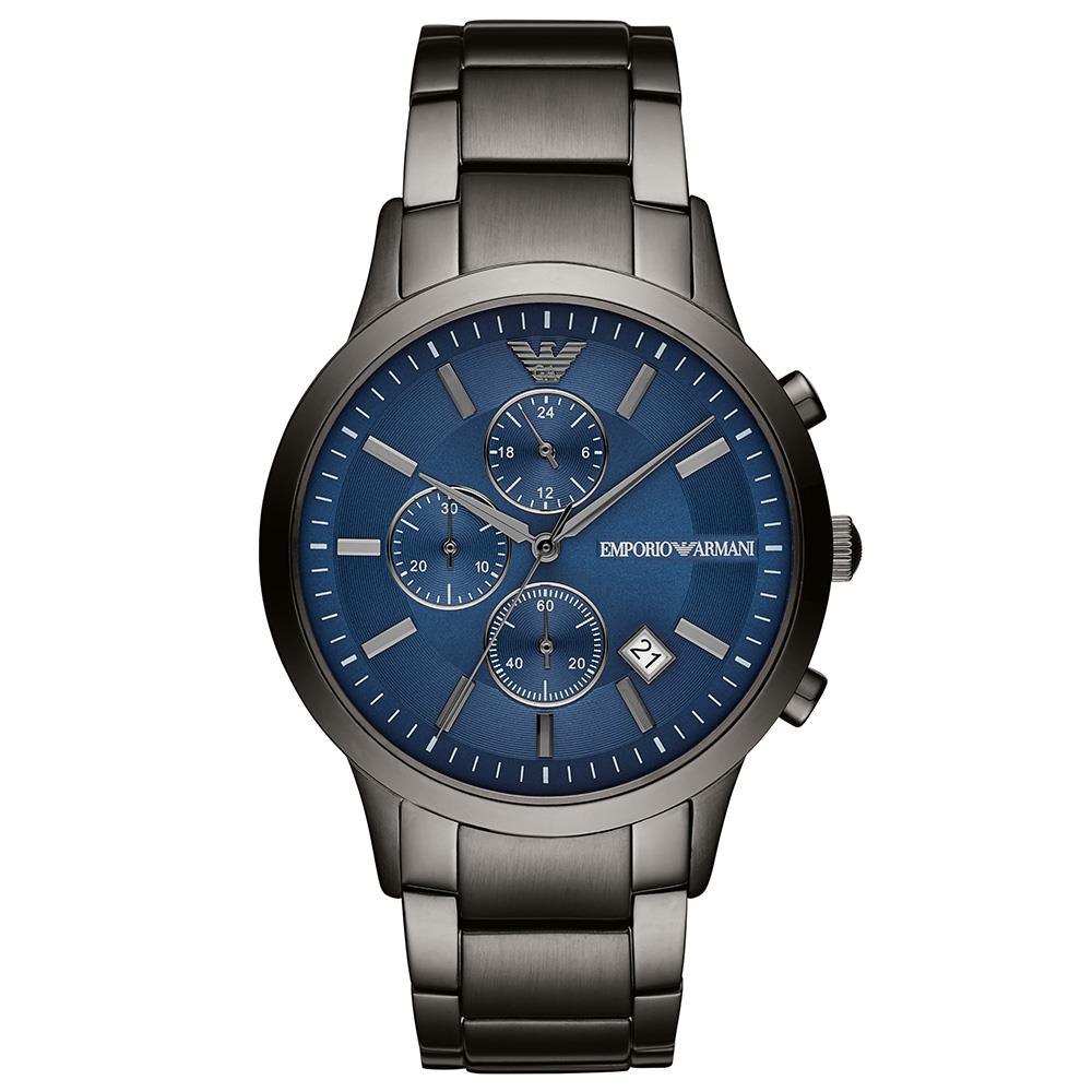 Emporio Armani AR11215 Chronograph Blue Dial Gunmetal Strap Men's Watch