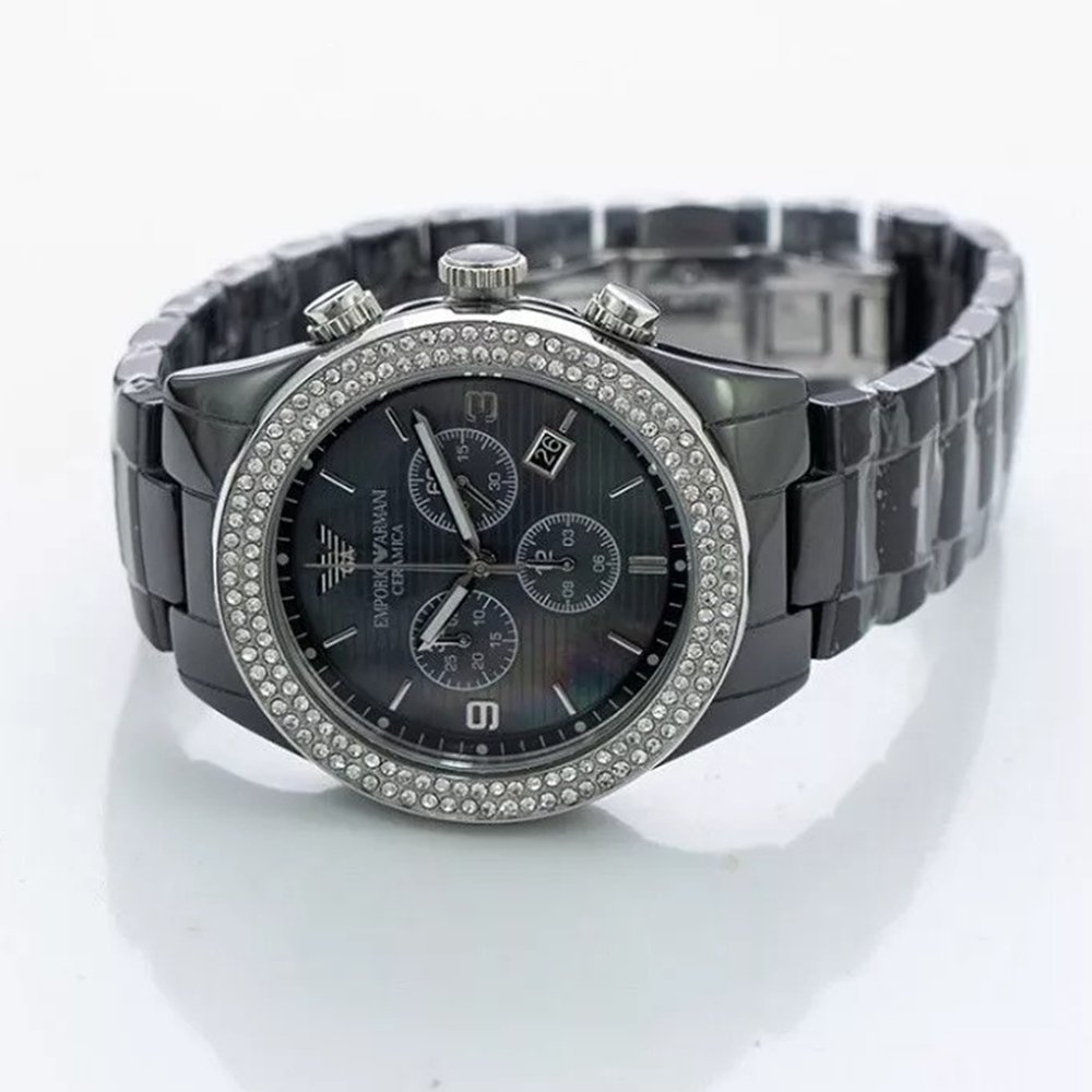 Emporio Armani AR1455 Ceramica Ladies Crystal Watch — view 2