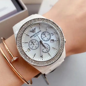Emporio Armani AR1456 Ceramica Crystal White Ladies Watch — view 4