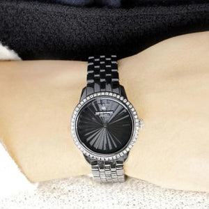 Emporio Armani AR1478 Ladies Ceramica Black Crystal Watch — view 4