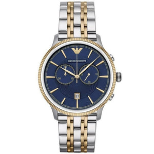 Emporio Armani AR1847 Men's Watch Chronograph Two Tone Blue