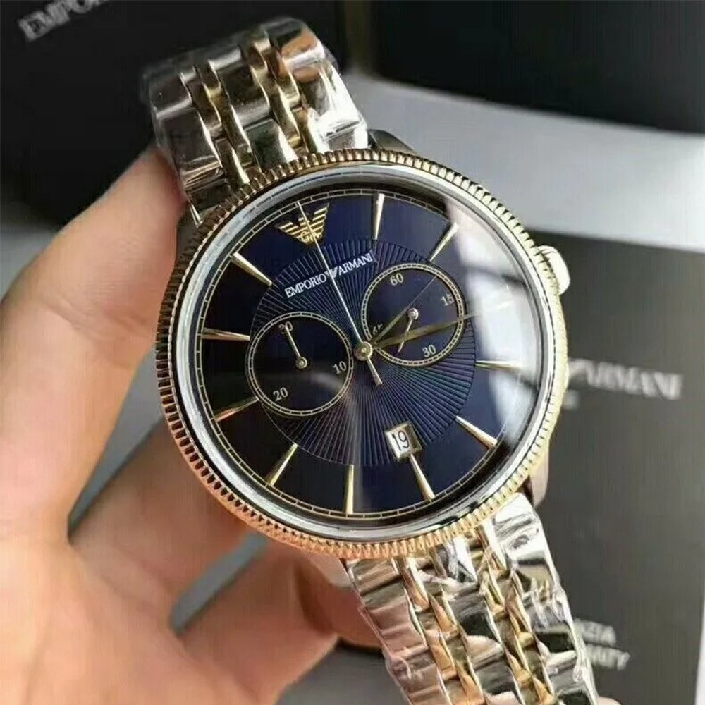 Emporio Armani AR1847 Men's Watch Chronograph Two Tone Blue — view 3