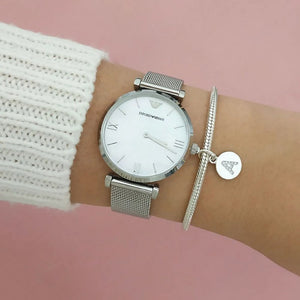 Emporio Armani AR1955 Mother Of Pearl Mesh Bracelet Ladies Watch — view 7