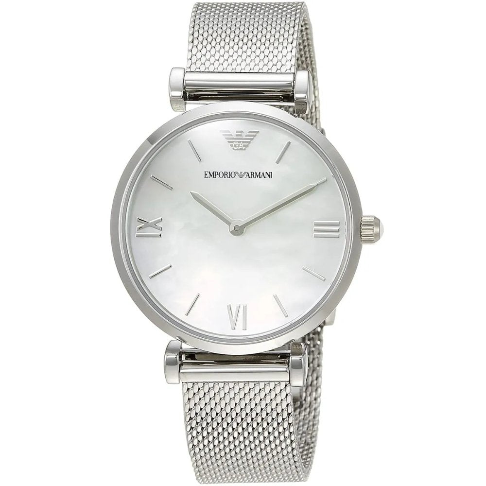 Emporio Armani AR1955 Mother Of Pearl Mesh Bracelet Ladies Watch — view 3