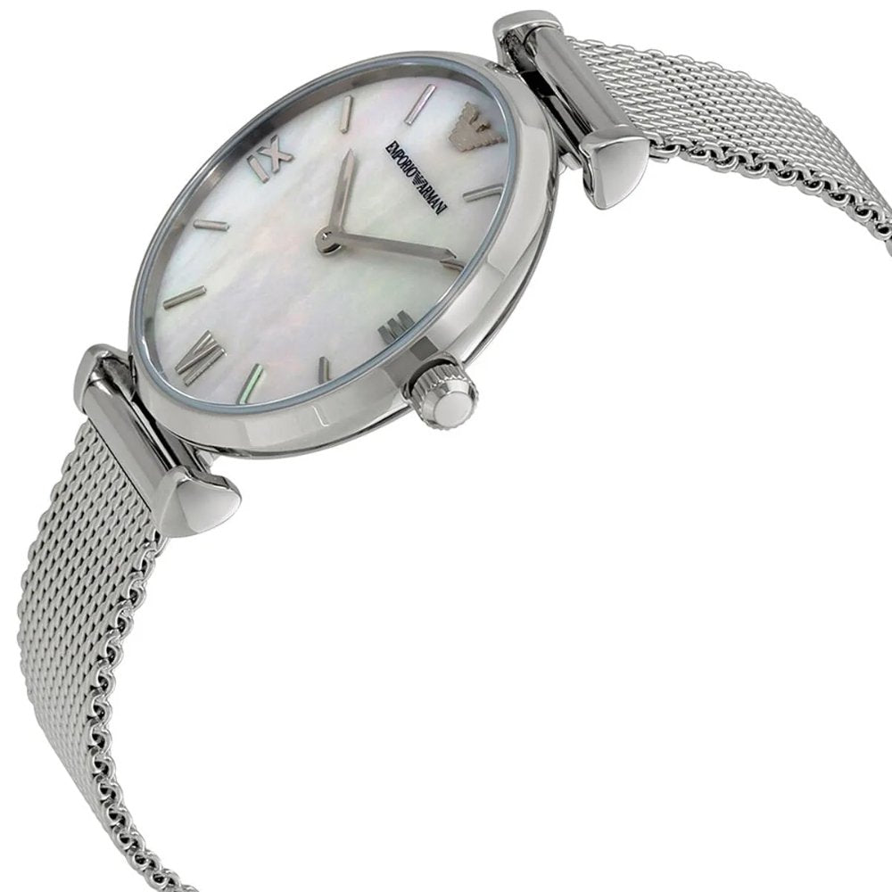 Emporio Armani AR1955 Mother Of Pearl Mesh Bracelet Ladies Watch — view 4