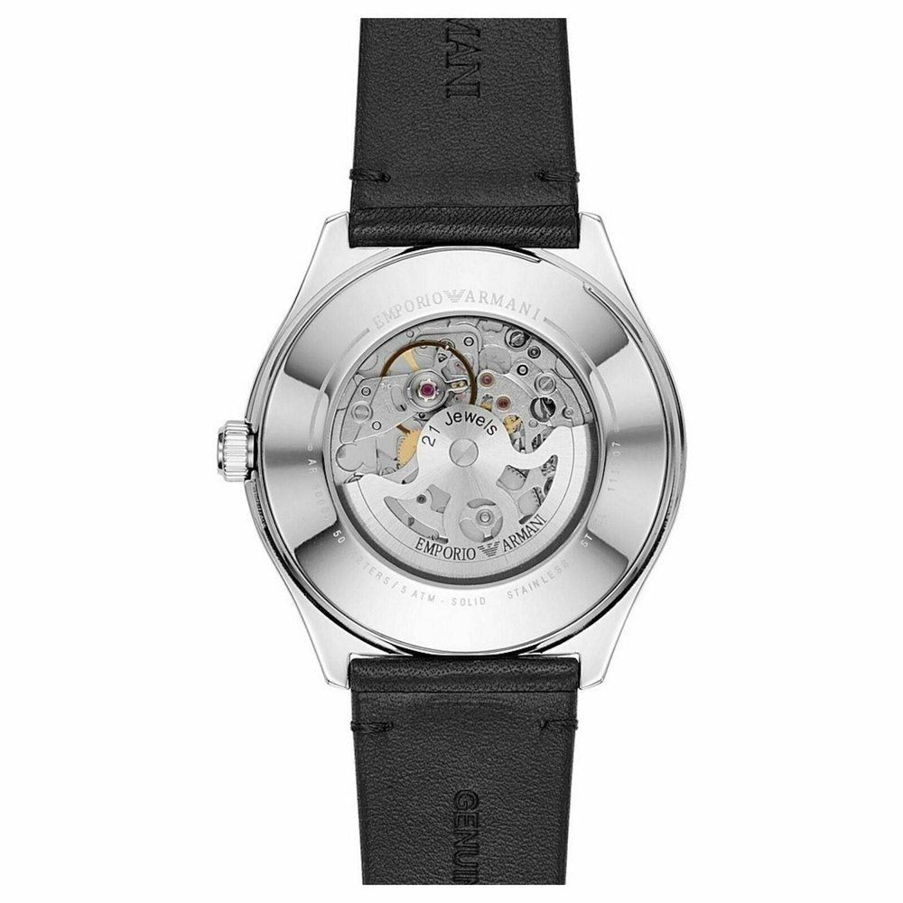 Emporio Armani AR60003 Automatic Black Leather Skeleton Men's Watch — view 3