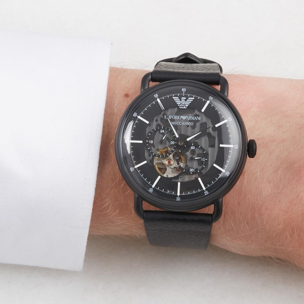 Emporio Armani AR60028 Multifunction Black Men's Leather Watch — view 3