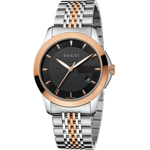 Gucci YA126410 Men's G-Timeless 38mm Black Face Two-Tone Watch