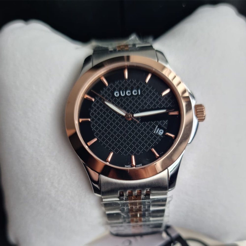 Gucci YA126410 Men's G-Timeless 38mm Black Face Two-Tone Watch — view 3