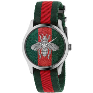 Gucci YA1264148 G-Timeless Bee Fabric Strap Men's Watch