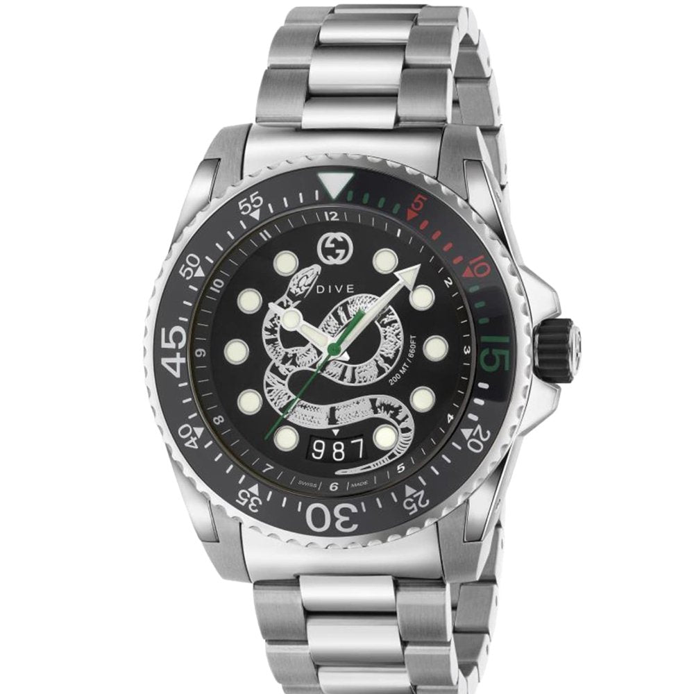 Gucci YA136218 Black Snake Dial Men's Watch