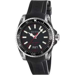 Gucci YA136303 Dive Black Dial Silicone Band Men's Watch