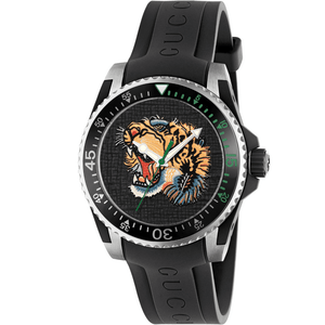 Gucci YA136318 Dive Embroidery Tiger Black Dial Men's Watch