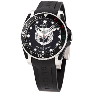 Gucci YA136320 Dive Mystic Cat Black Dial Men's Watch