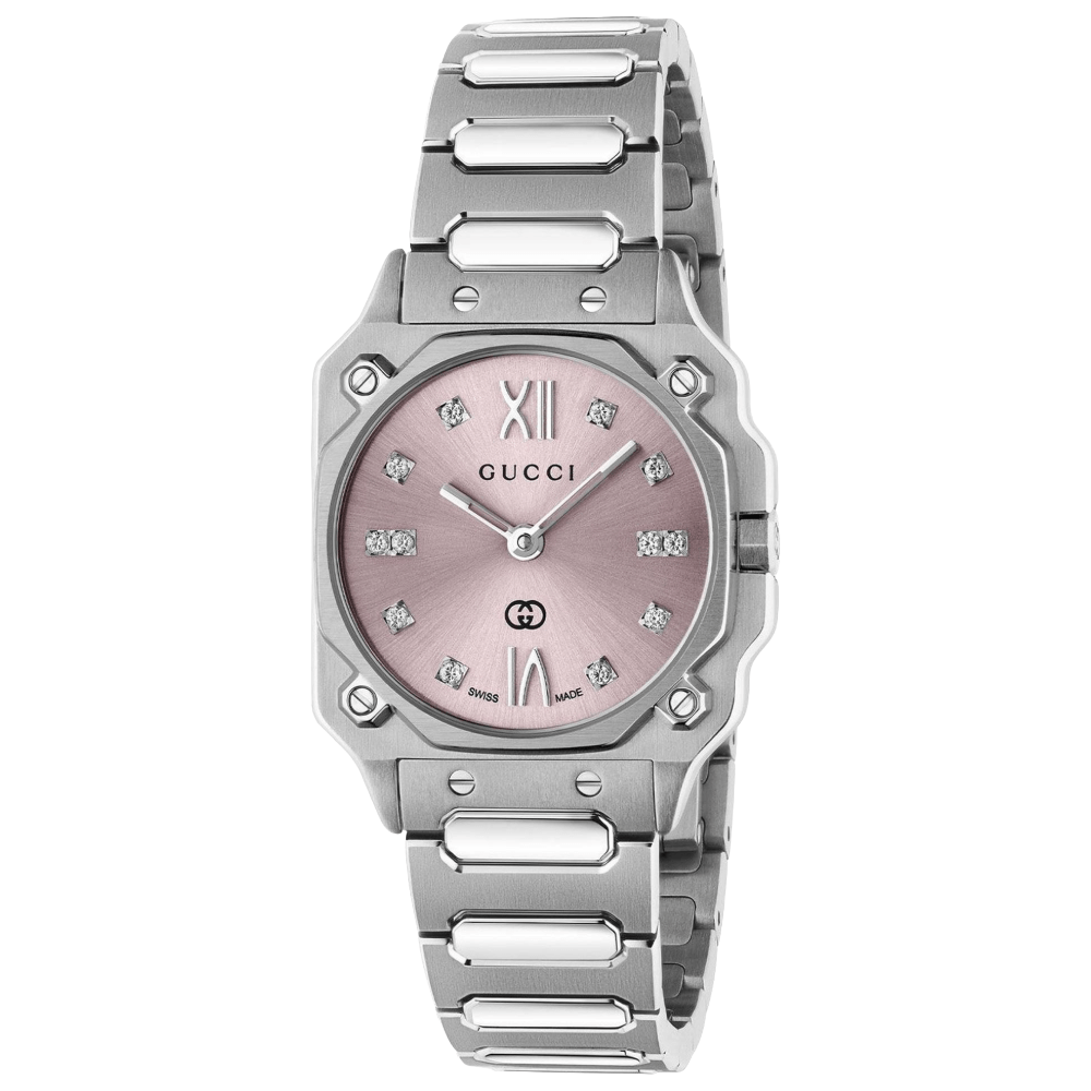 Gucci YA166501 G-Flat Pink Dial Ladies Watch