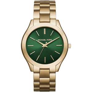 Michael Kors MK3435 Slim Runway Green Dial Gold-Tone Ladies Watch