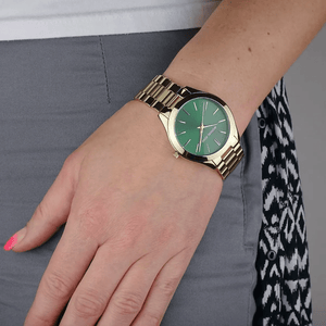 Michael Kors MK3435 Slim Runway Green Dial Gold-Tone Ladies Watch — view 6