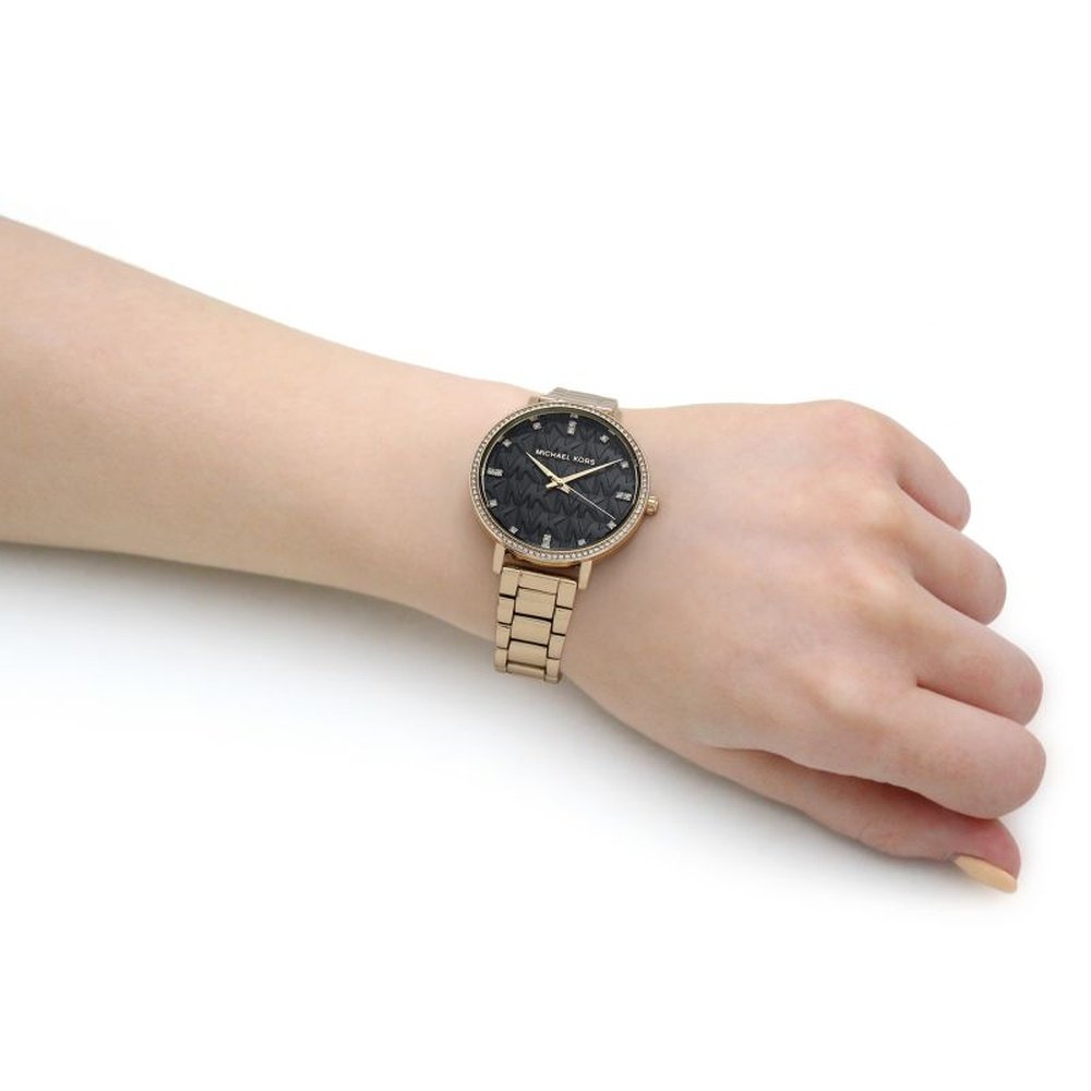 Michael Kors MK4593 Pyper Black MK Patterned Ladies Watch — view 4