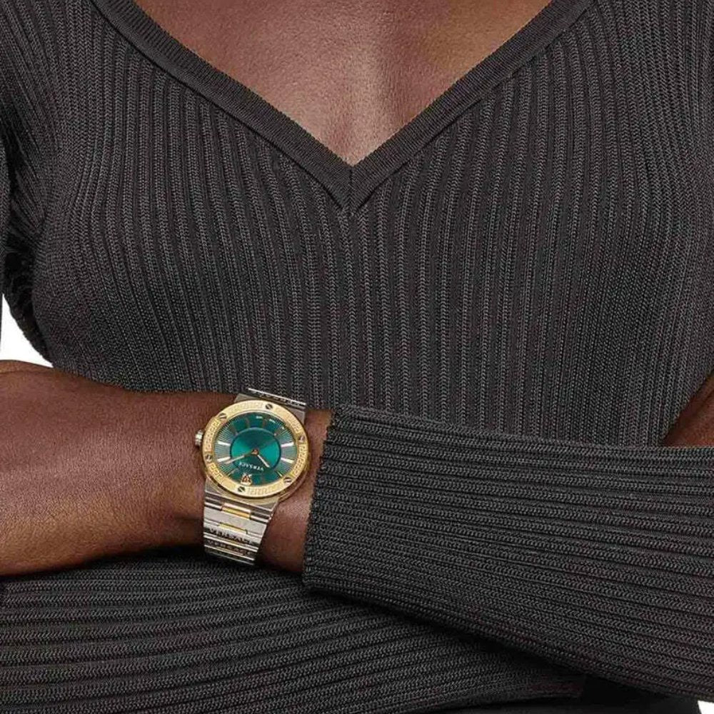 Versace VEVH00720 Greca Logo Two-Tone Green Ladies Watch — view 4